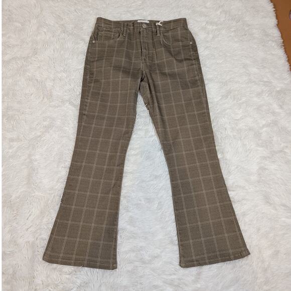 Frame Le Crop Mini Boot Cut Mid-Rise Jeans Skyblue Plaid and Khaki Size 29 - Picture 9 of 11